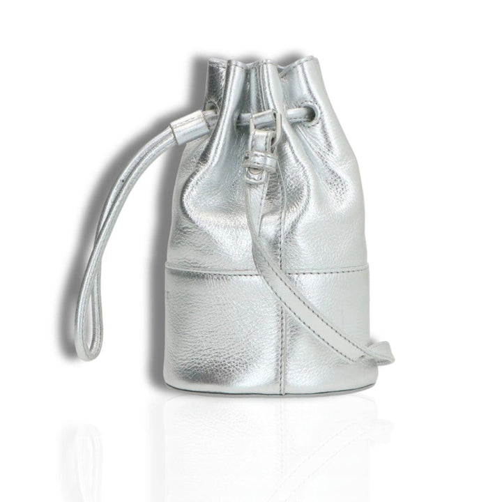 Zijkant Lou Lou Noa Leren crossbody tas silver #kleur_silver