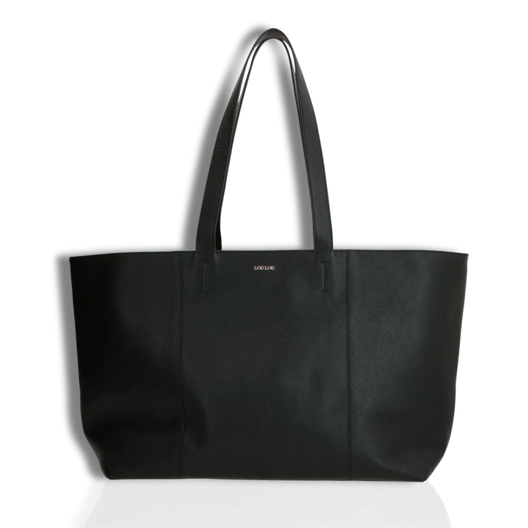 Voorkant Lou Lou Valerie leren shopper zwart #kleur_zwart