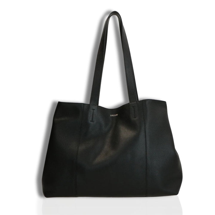 Voorkant Lou Lou Valerie leren shopper zwart #kleur_zwart