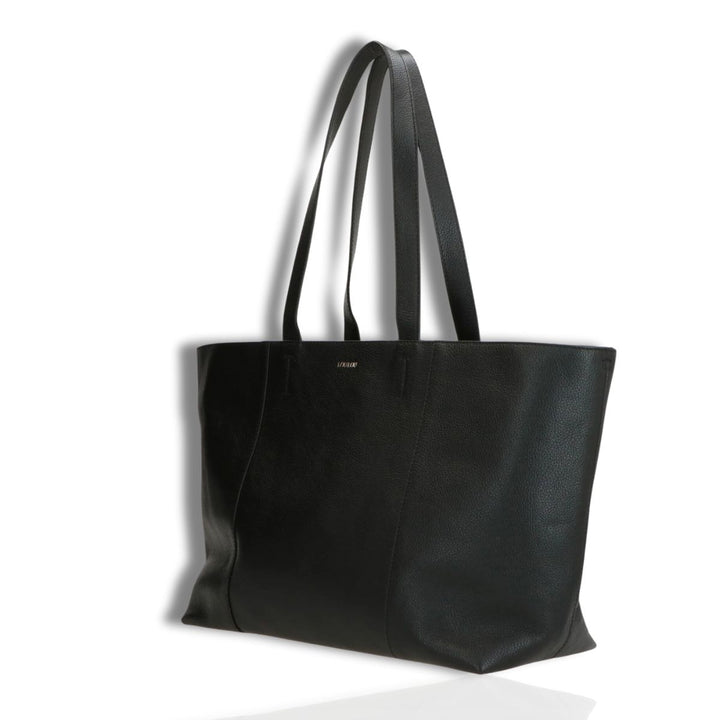 Voorzijde Lou Lou Valerie leren shopper zwart #kleur_zwart