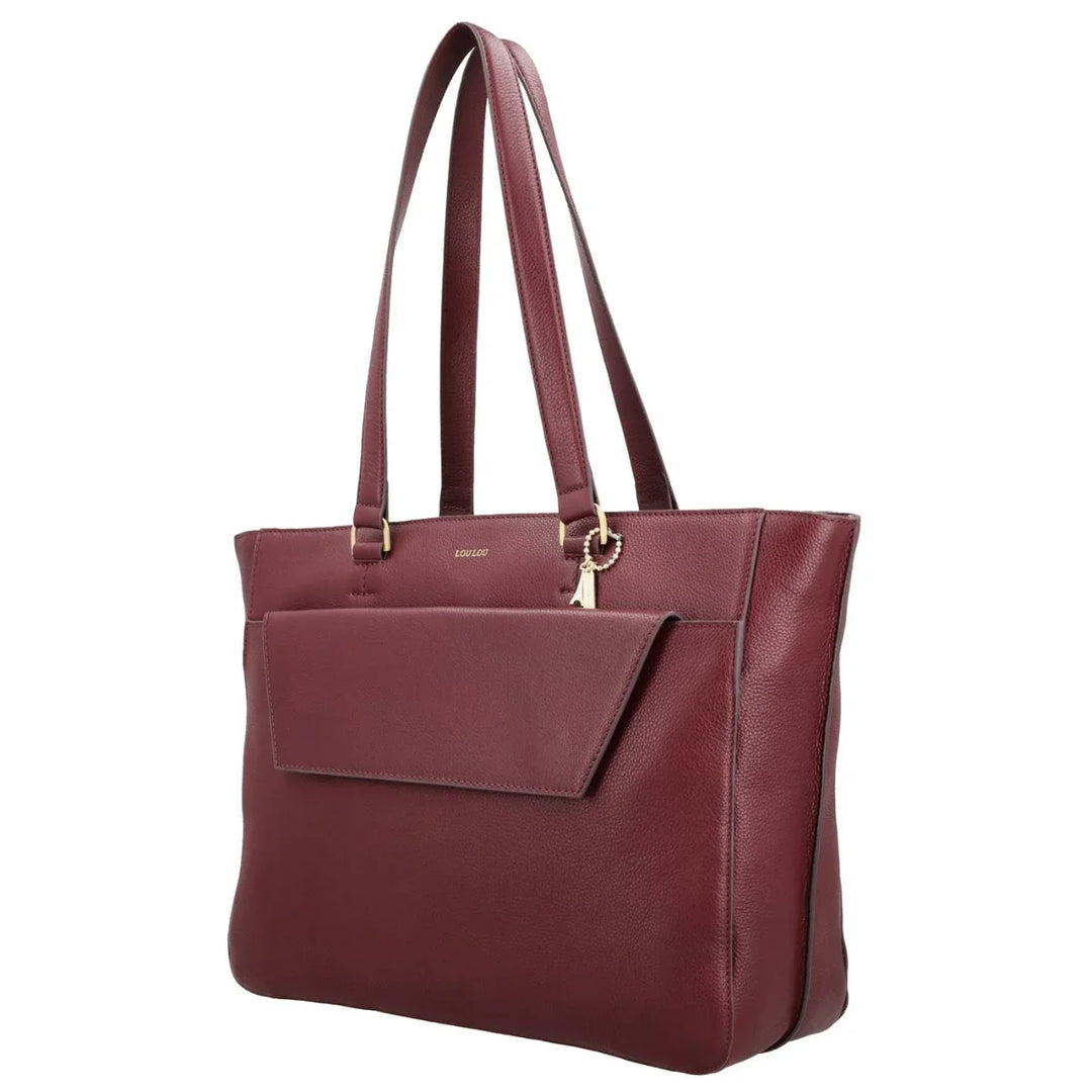 Voorzijde van de Lou Lou Celine dames laptop werktas 15,6 ruby #kleur_ruby