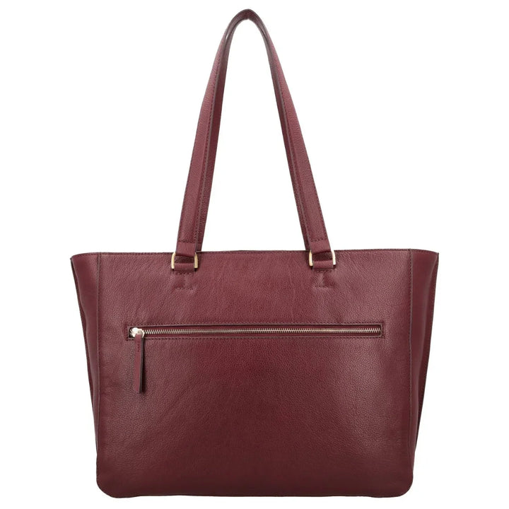 Achterkant van de Lou Lou Celine dames laptop werktas 15,6 ruby #kleur_ruby