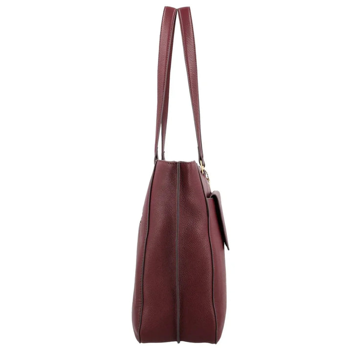 Zijkant van de Lou Lou Celine dames laptop werktas 15,6 ruby #kleur_ruby