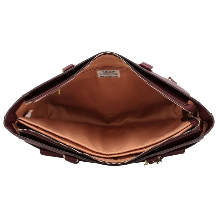 Binnenkant van de Lou Lou Celine dames laptop werktas 15,6 ruby #kleur_ruby