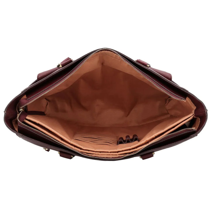 Binnenkant van de Lou Lou Celine dames laptop werktas 15,6 ruby #kleur_ruby