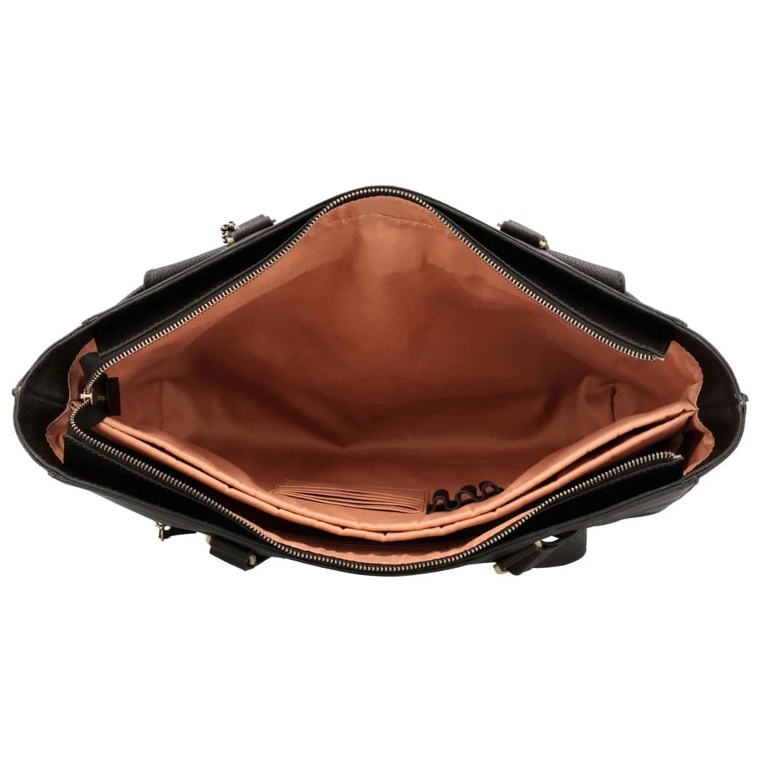 Binnenkant van de Lou Lou Celine dames laptop werktas 15,6 donkerbruin #kleur_donkerbruin