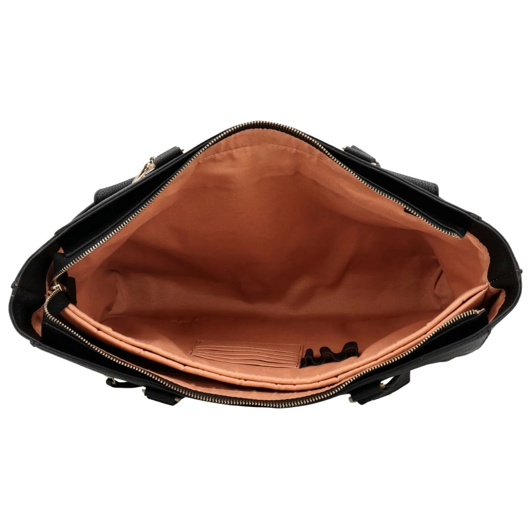 Binnenkant van de Lou Lou Celine dames laptop werktas 15,6 zwart #kleur_zwart