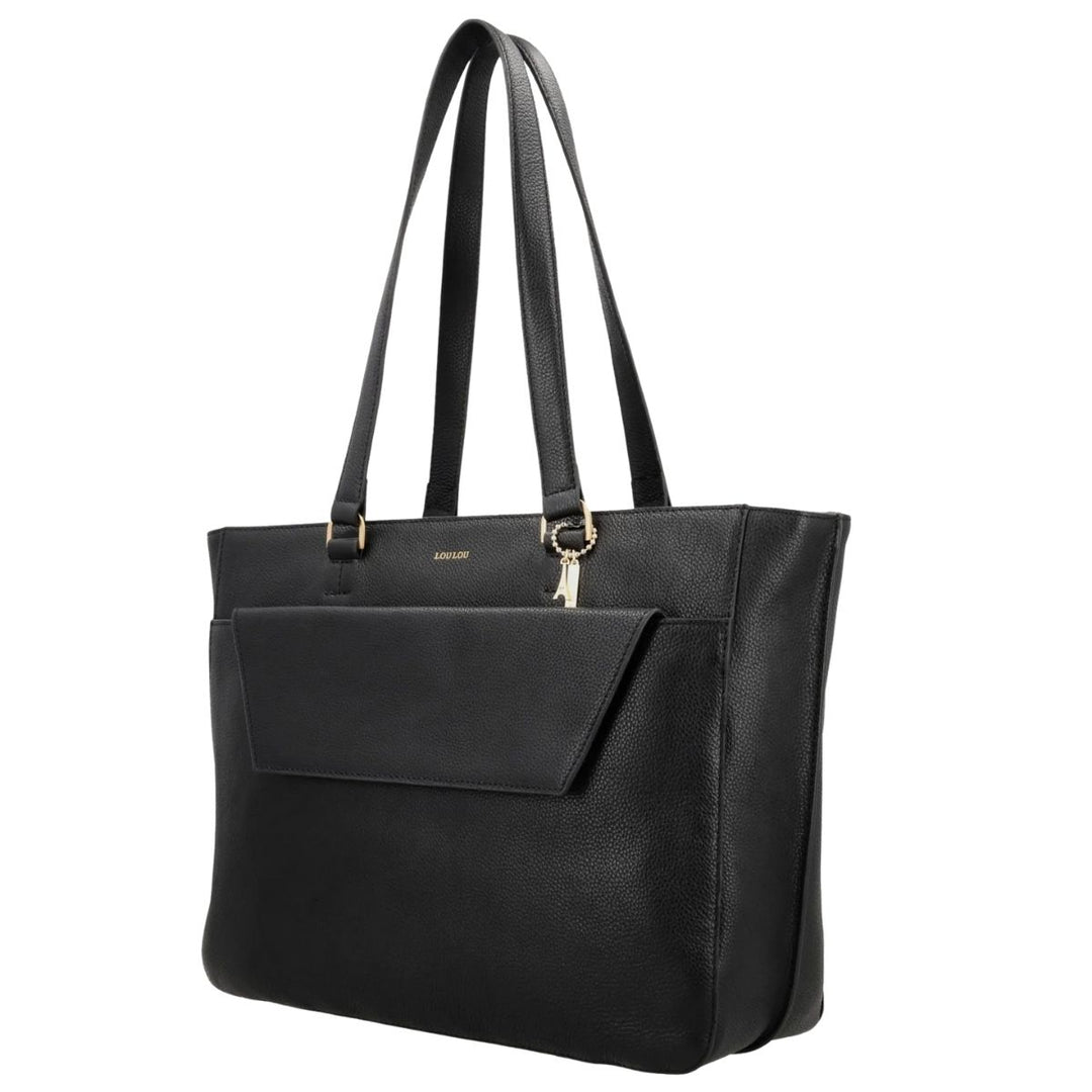 Voorzijde van de Lou Lou Celine dames laptop werktas 15,6 zwart #kleur_zwart