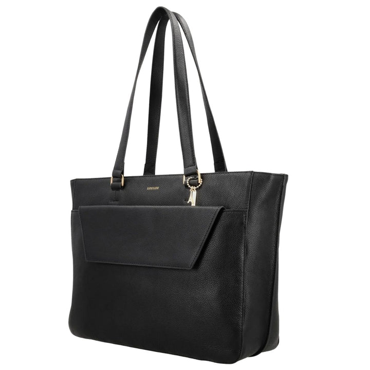 Voorzijde van de Lou Lou Celine dames laptop werktas 15,6 zwart #kleur_zwart