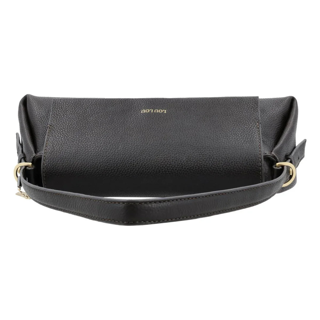 Bovenkant van de LouLou Isa leren schoudertas chocolade #kleur_chocolade