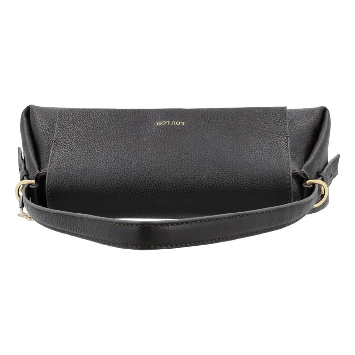 Bovenkant van de LouLou Isa leren schoudertas chocolade #kleur_chocolade