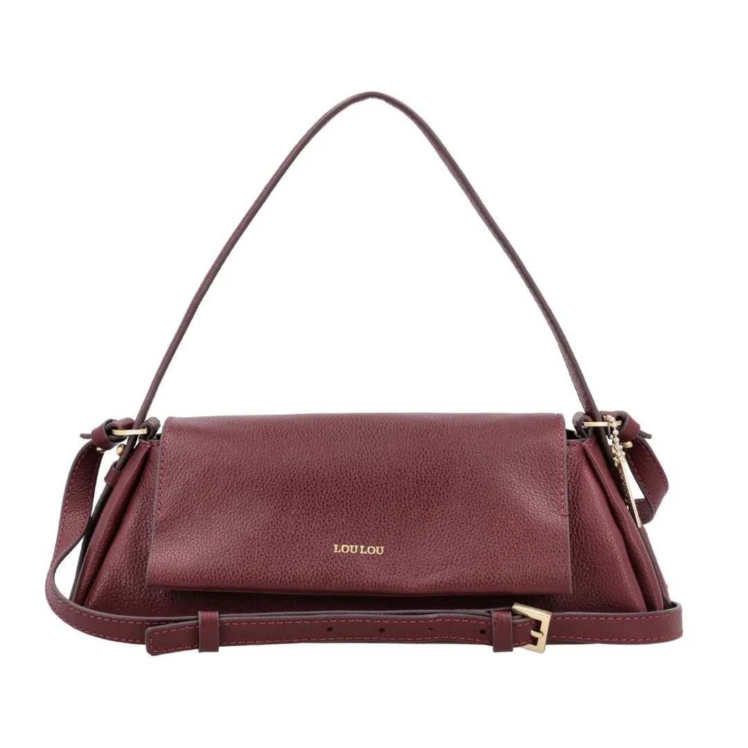 Voorkant van de LouLou Isa leren schoudertas ruby #kleur_ruby