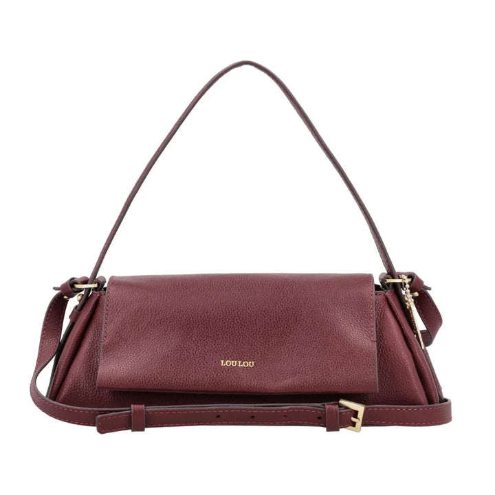 Voorkant van de LouLou Isa leren schoudertas ruby #kleur_ruby