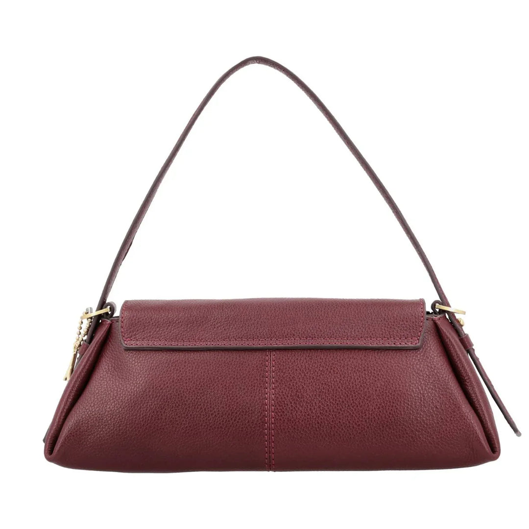 Achterkant van de LouLou Isa leren schoudertas ruby #kleur_ruby