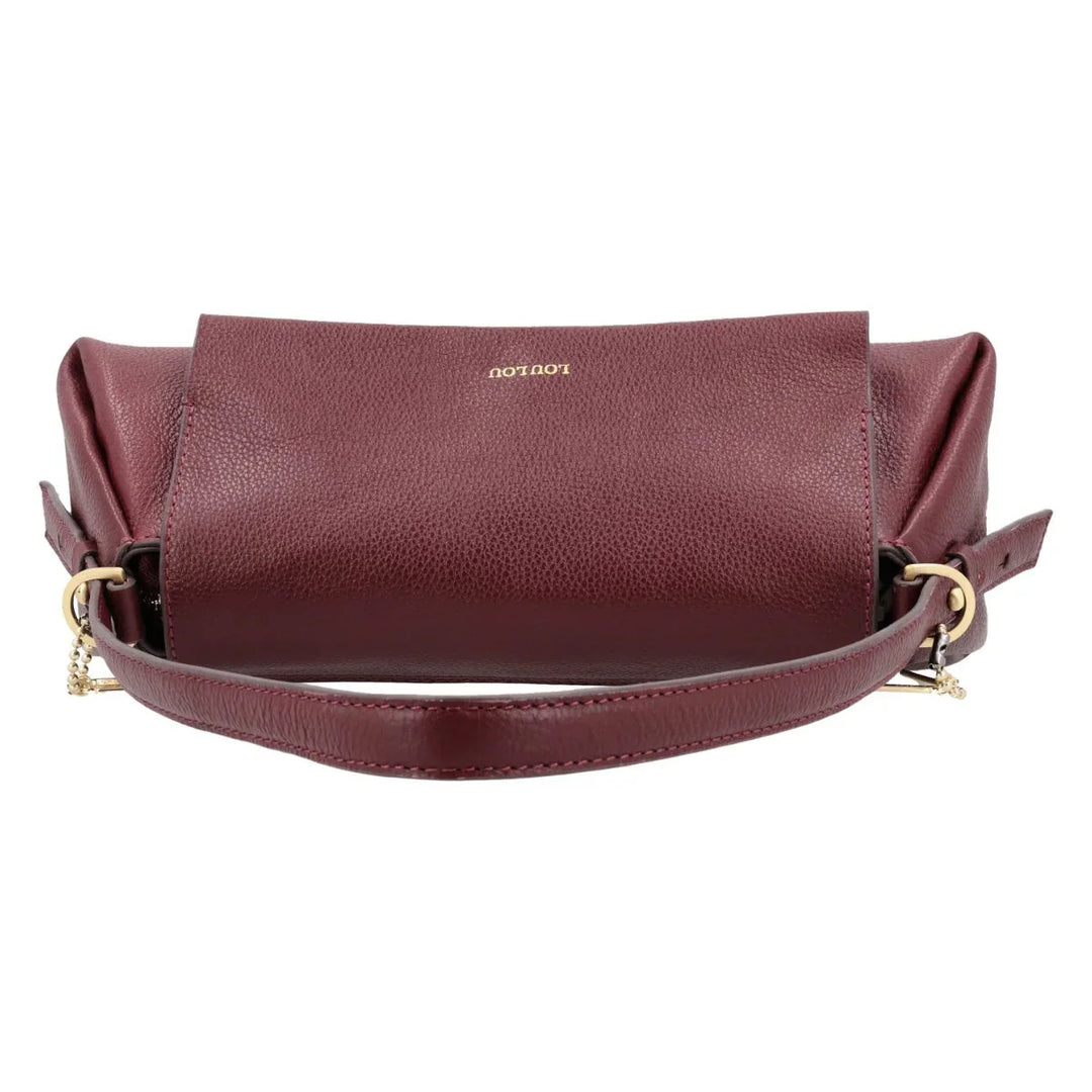 Bovenkant van de LouLou Isa leren schoudertas ruby #kleur_ruby