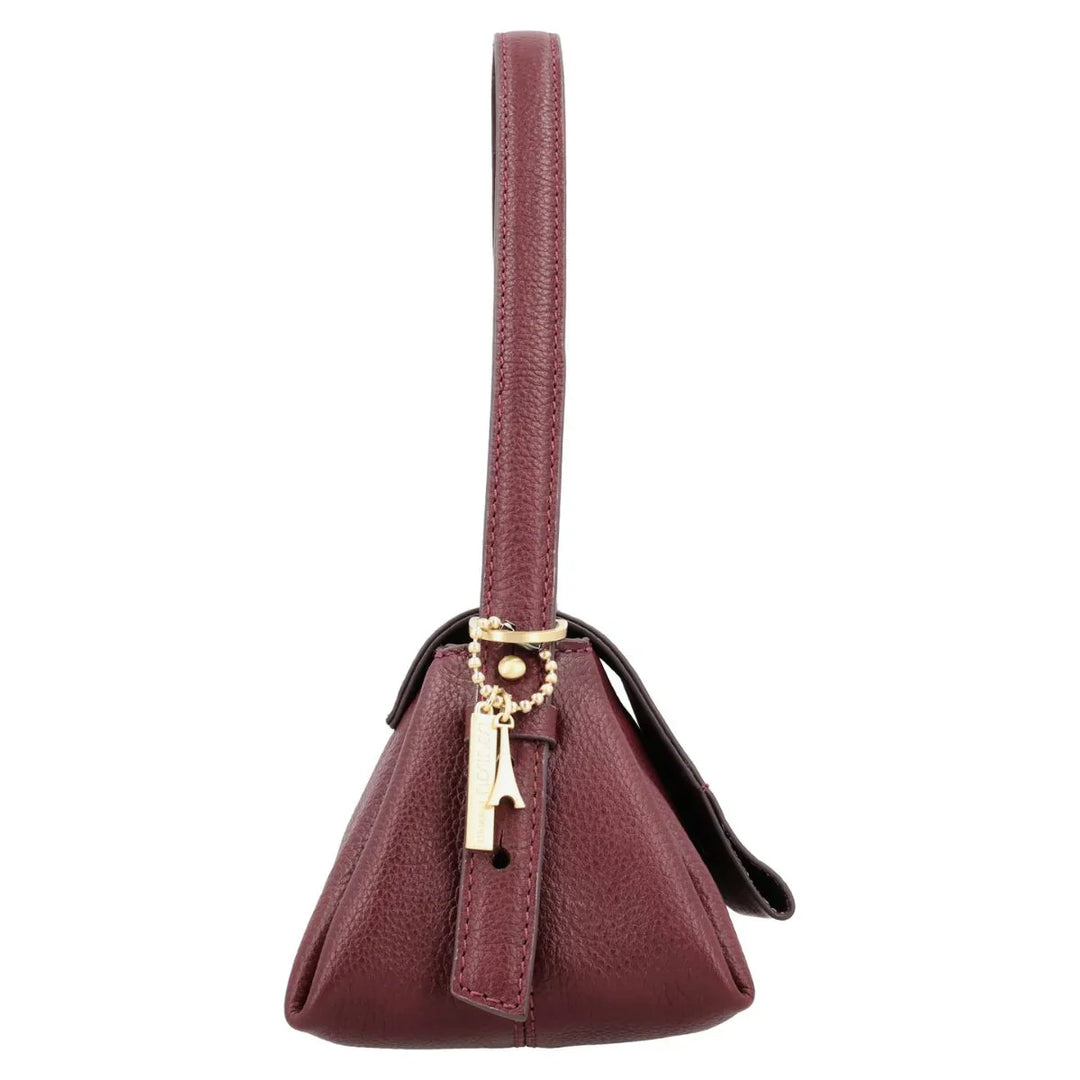 Zijkant van de LouLou Isa leren schoudertas ruby #kleur_ruby