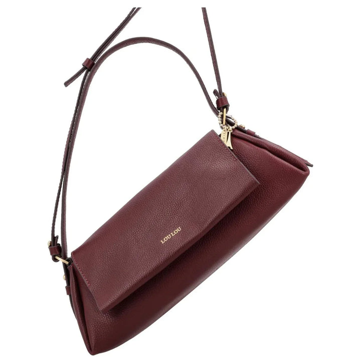 Voorkant van de LouLou Isa leren schoudertas ruby #kleur_ruby