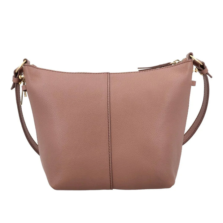 Achterkant van de Lou Lou Lois leren schoudertas mocha mouse  #kleur_mocha-mousse