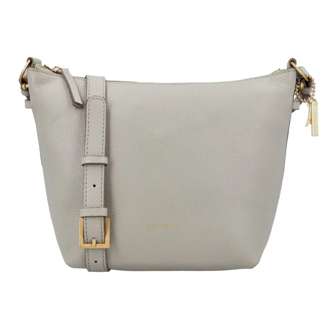 Voorkant van de schoudertas  van de Lou Lou Lois leren schoudertas fog #kleur_fog