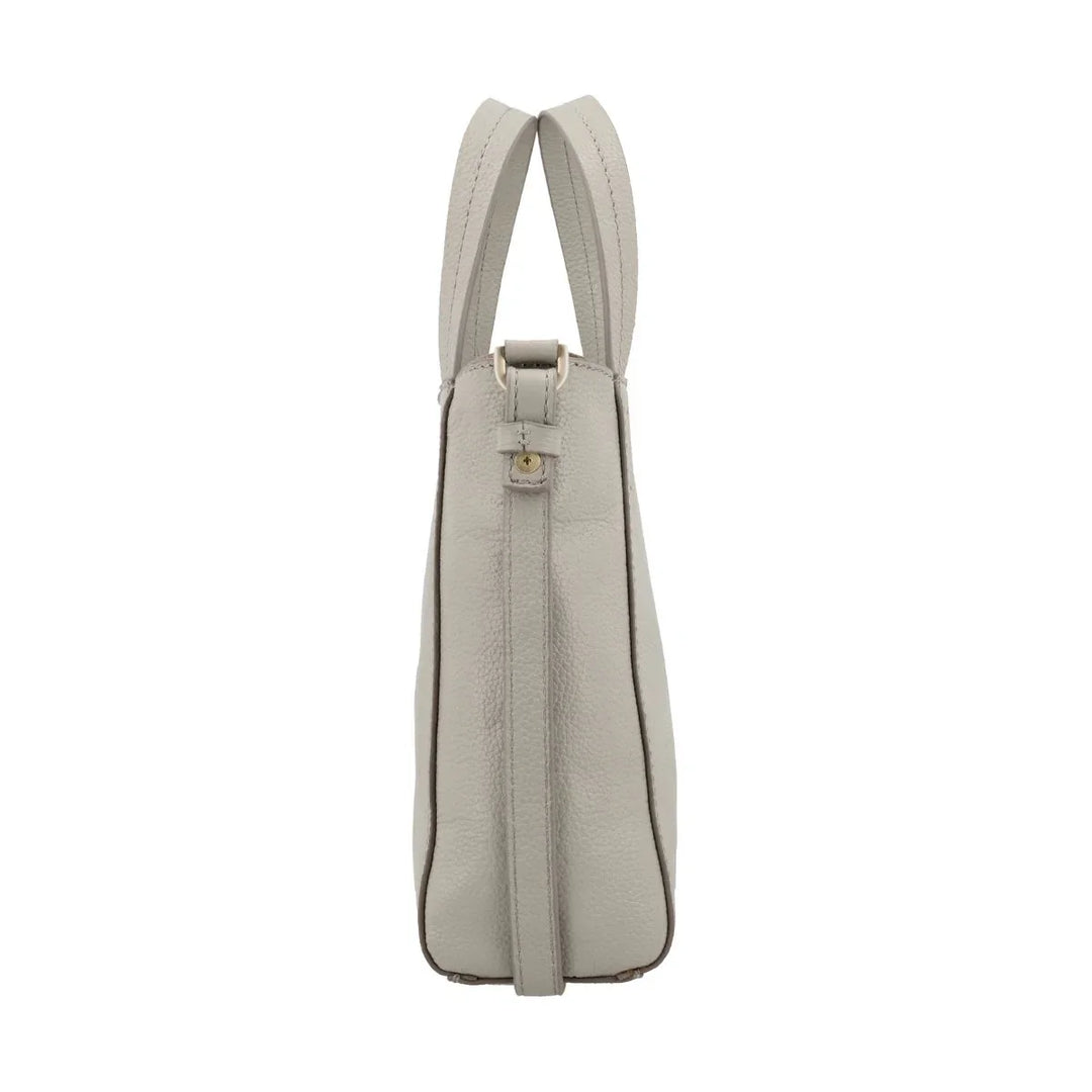 Zijkant van de Lou Lou Naomi leren crossover tas in fog #kleur_fog