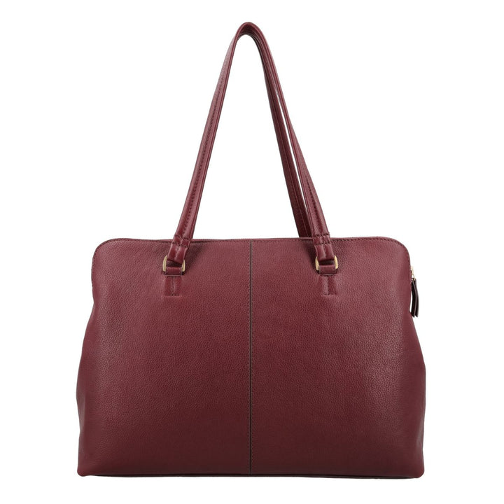 Achterkant van de Lou Lou Oliva leren dames werktas ruby #kleur_ruby