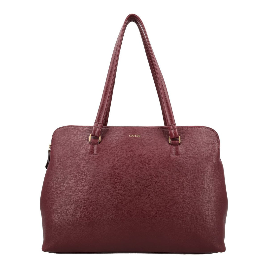 Voorkant van de Lou Lou Oliva leren dames werktas ruby #kleur_ruby