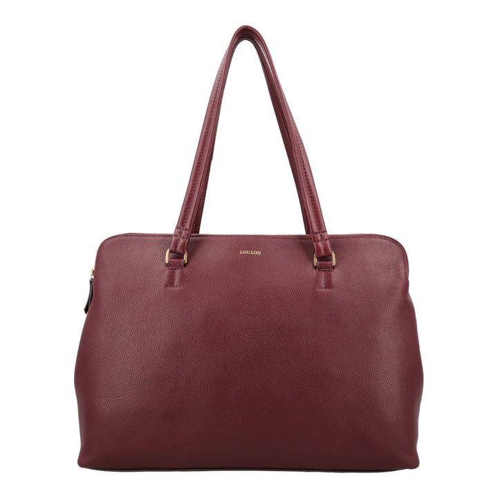 Voorkant van de Lou Lou Oliva leren dames werktas ruby #kleur_ruby