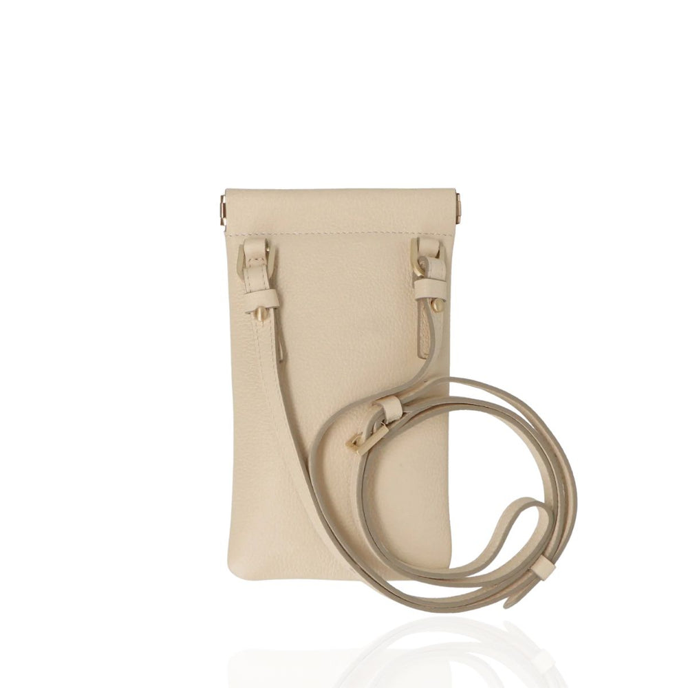 Achterkant van de LouLou MIA Beige telefoontasje #kleur_beige