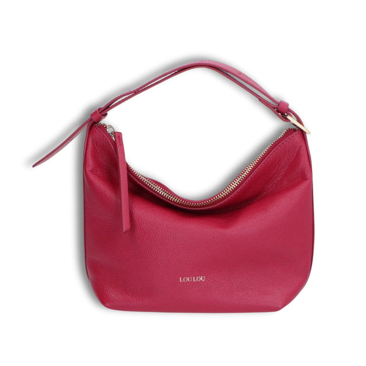 Voorkant LouLou Marie Leren Hobo berry #kleur_berry