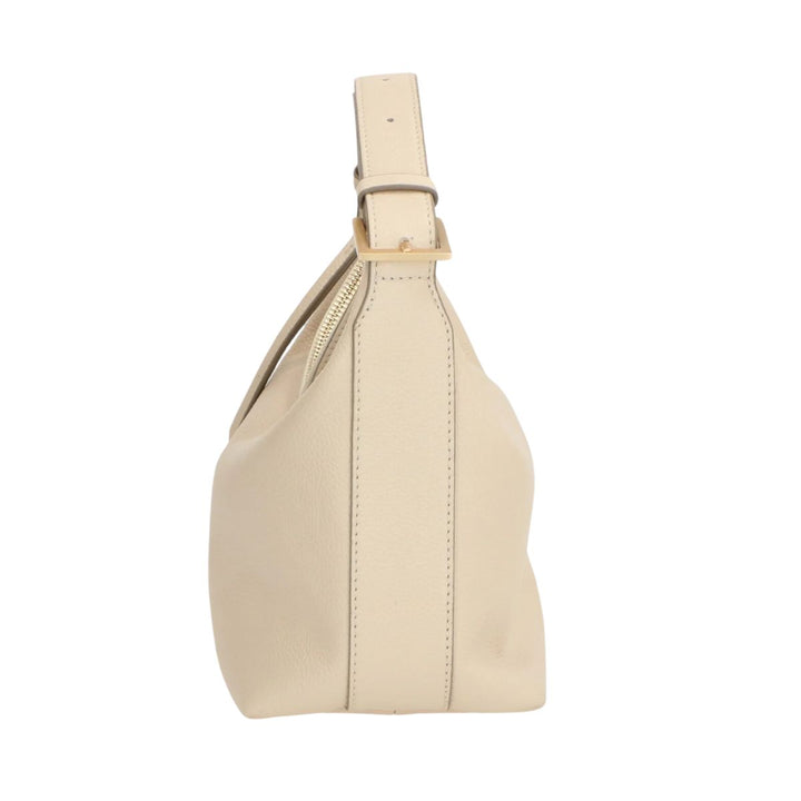 Zijkant LouLou Marie Leren Hobo beige #kleur_beige