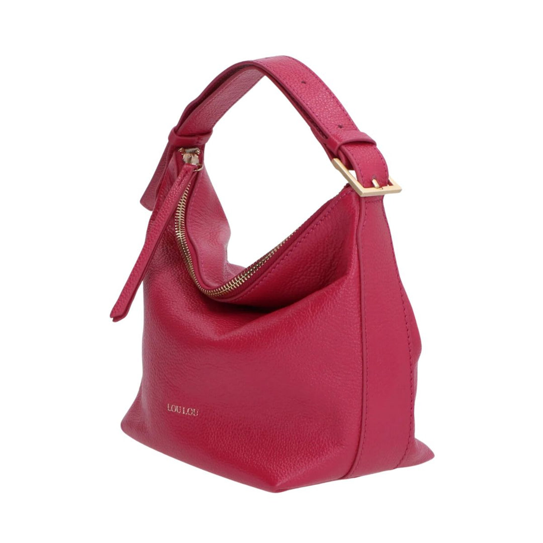 Voorzijde LouLou Marie Leren Hobo berry #kleur_berry