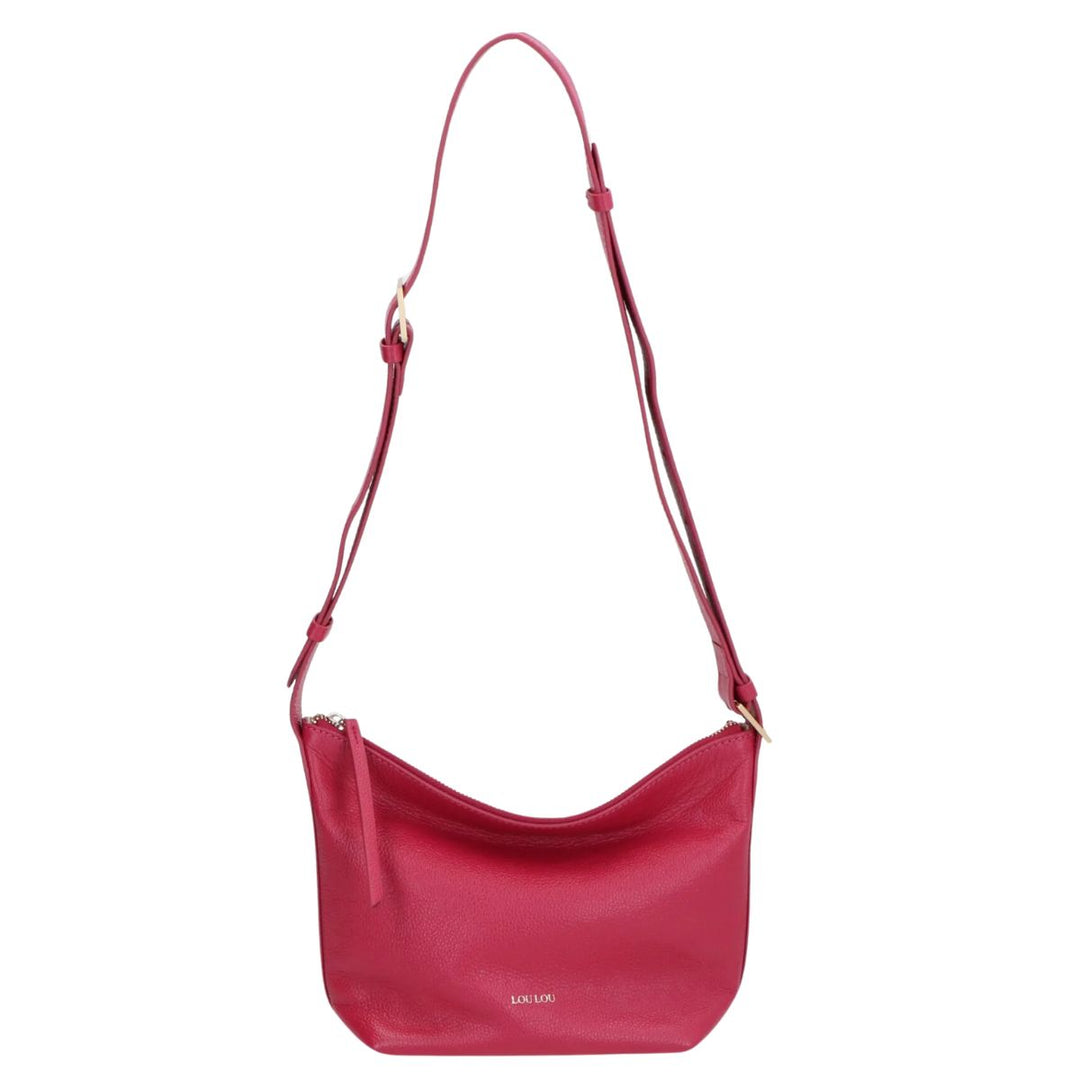 Voorkant LouLou Marie Leren Hobo berry #kleur_berry