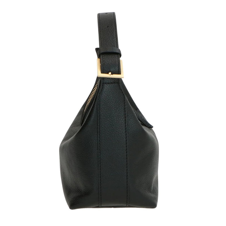 Zijkant LouLou Marie Leren Hobo zwart #kleur_zwart