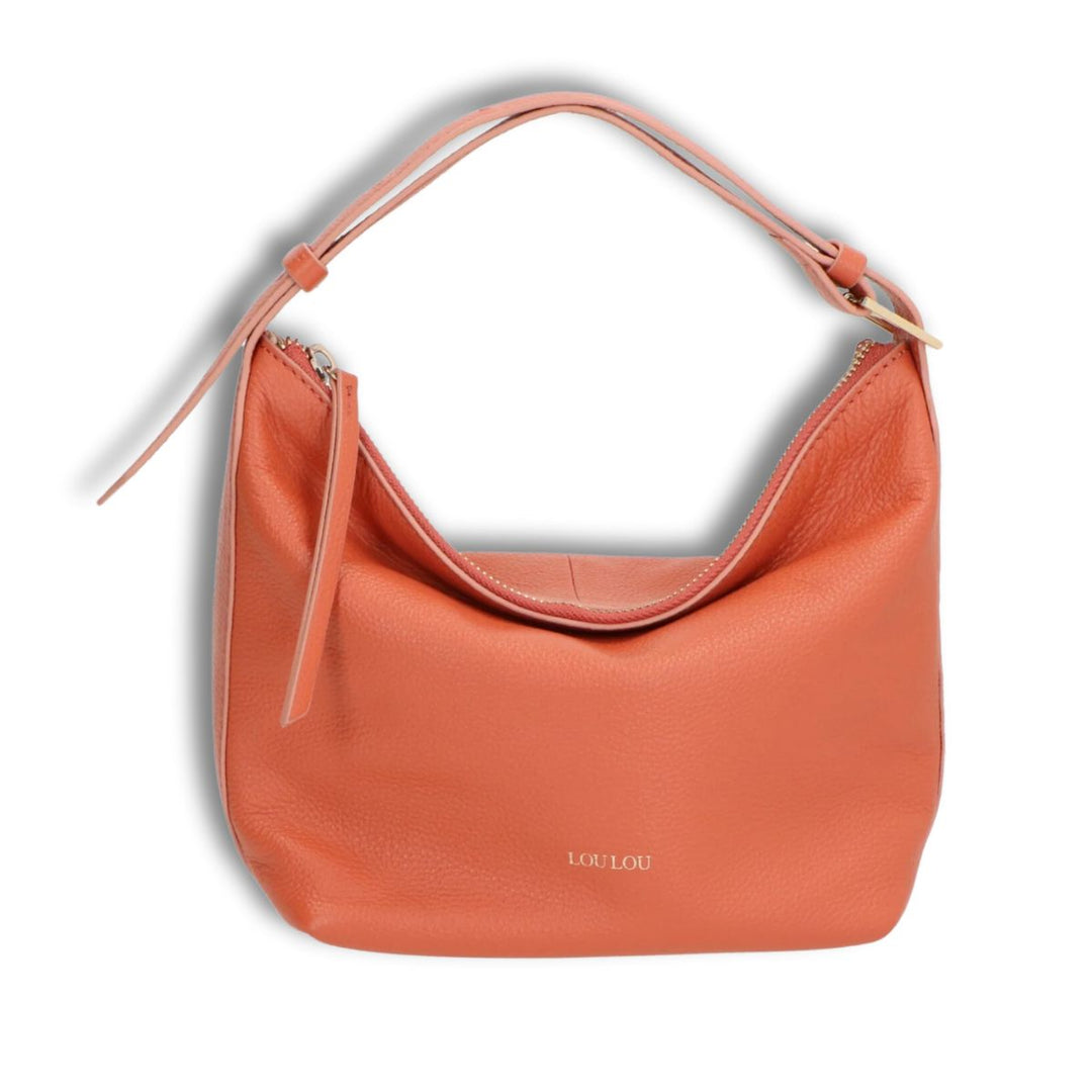 Voorkant LouLou Marie Leren Hobo oranje #kleur_oranje