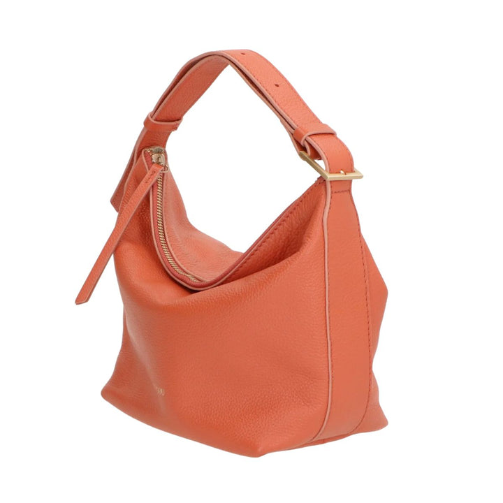 Voorzijde LouLou Marie Leren Hobo oranje #kleur_oranje