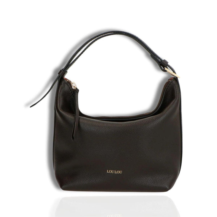 Voorkant Lou Lou Marie leren schoudertas zwart #kleur_zwart