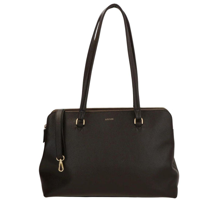 Voorkant Lou Lou Oliva leren werktas donkerbruin #kleur_donkerbruin