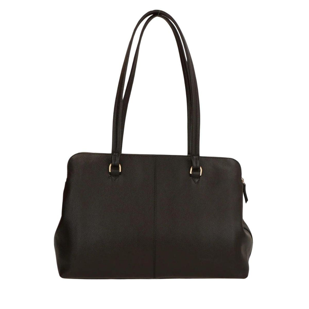Achterkant Lou Lou Oliva leren werktas donkerbruin #kleur_donkerbruin