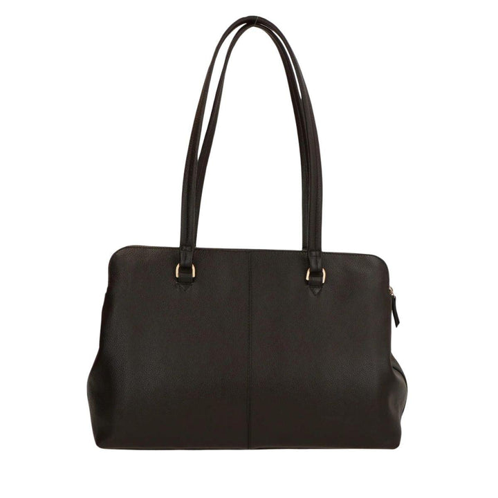 Achterkant Lou Lou Oliva leren werktas donkerbruin #kleur_donkerbruin