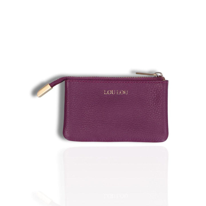 Voorkant LouLou Petite Camilli leren portemonneetje Plum #kleur_plum
