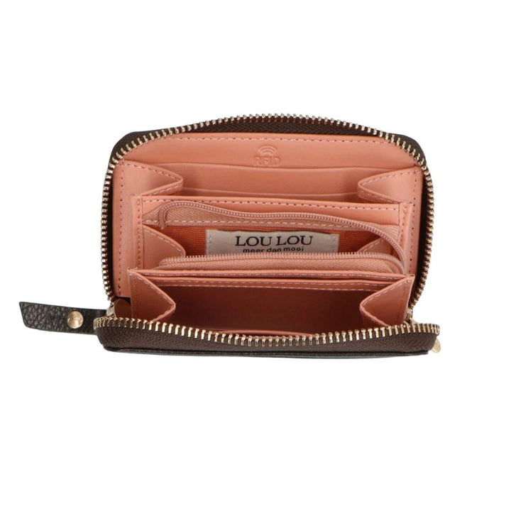 Binnenkant LouLou Petite Emilie leren portemonnee donkerbruin #kleur_donkerbruin