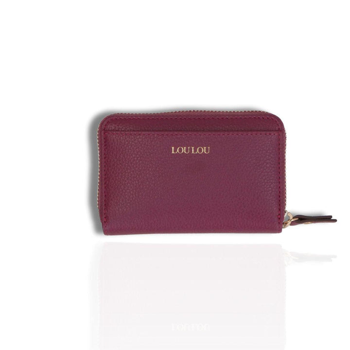 Voorkant LouLou Petite Emilie leren portemonnee plum #kleur_plum