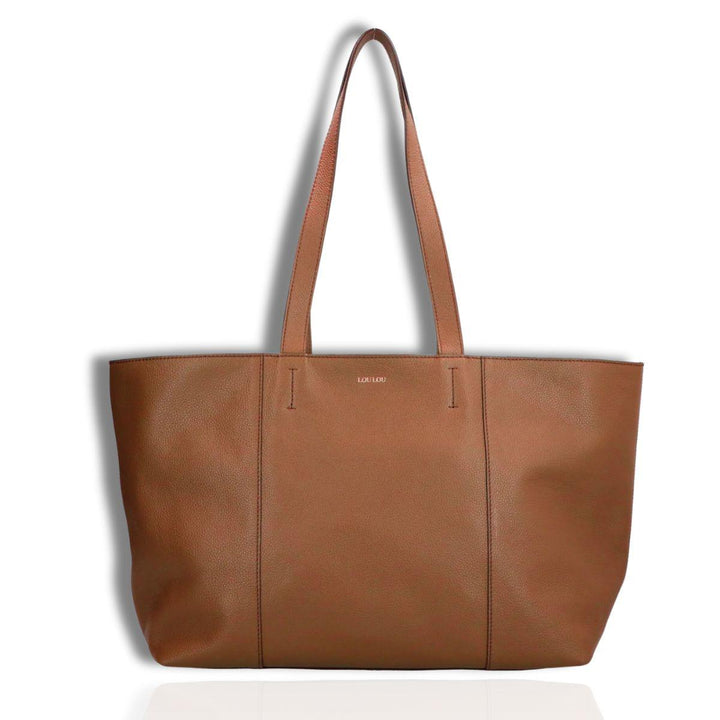 Voorkant LouLou Valerie leren shopper cognac #kleur_cognac