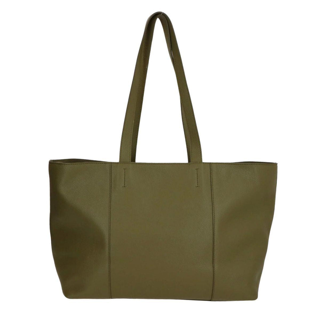 Achterkant LouLou Valerie leren shopper olijf #kleur_olijf