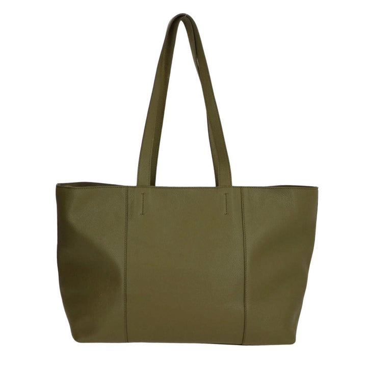 Achterkant LouLou Valerie leren shopper olijf #kleur_olijf