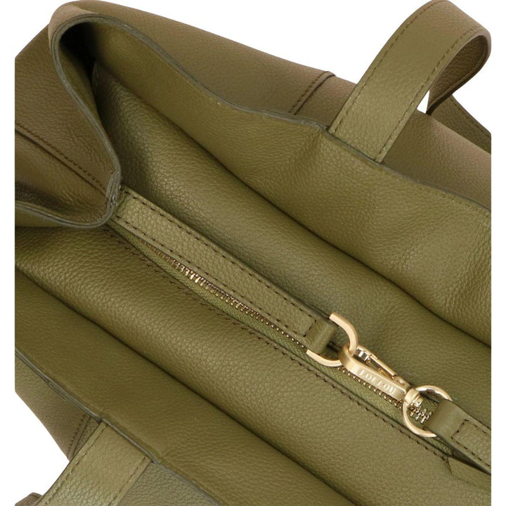 Bovenkant LouLou Valerie leren shopper olijf #kleur_olijf