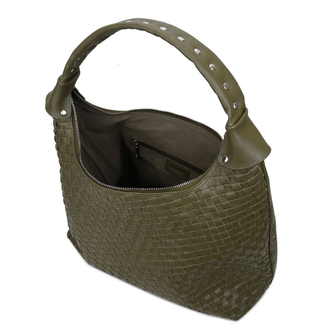 Binnenkant van de Nunoo big dandy braided mountain in olijf #kleur_olijf