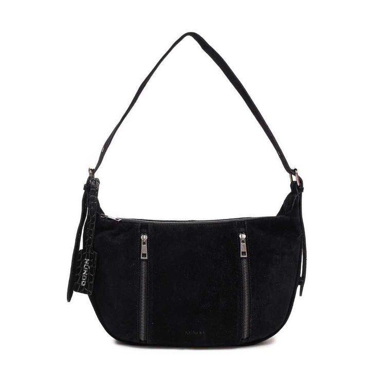 Voorkant Nunoo Small stella zipper suede black #kleur_black