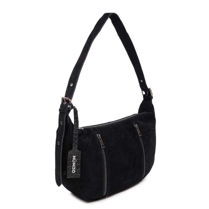 Voorzijde Nunoo Small stella zipper suede black #kleur_black