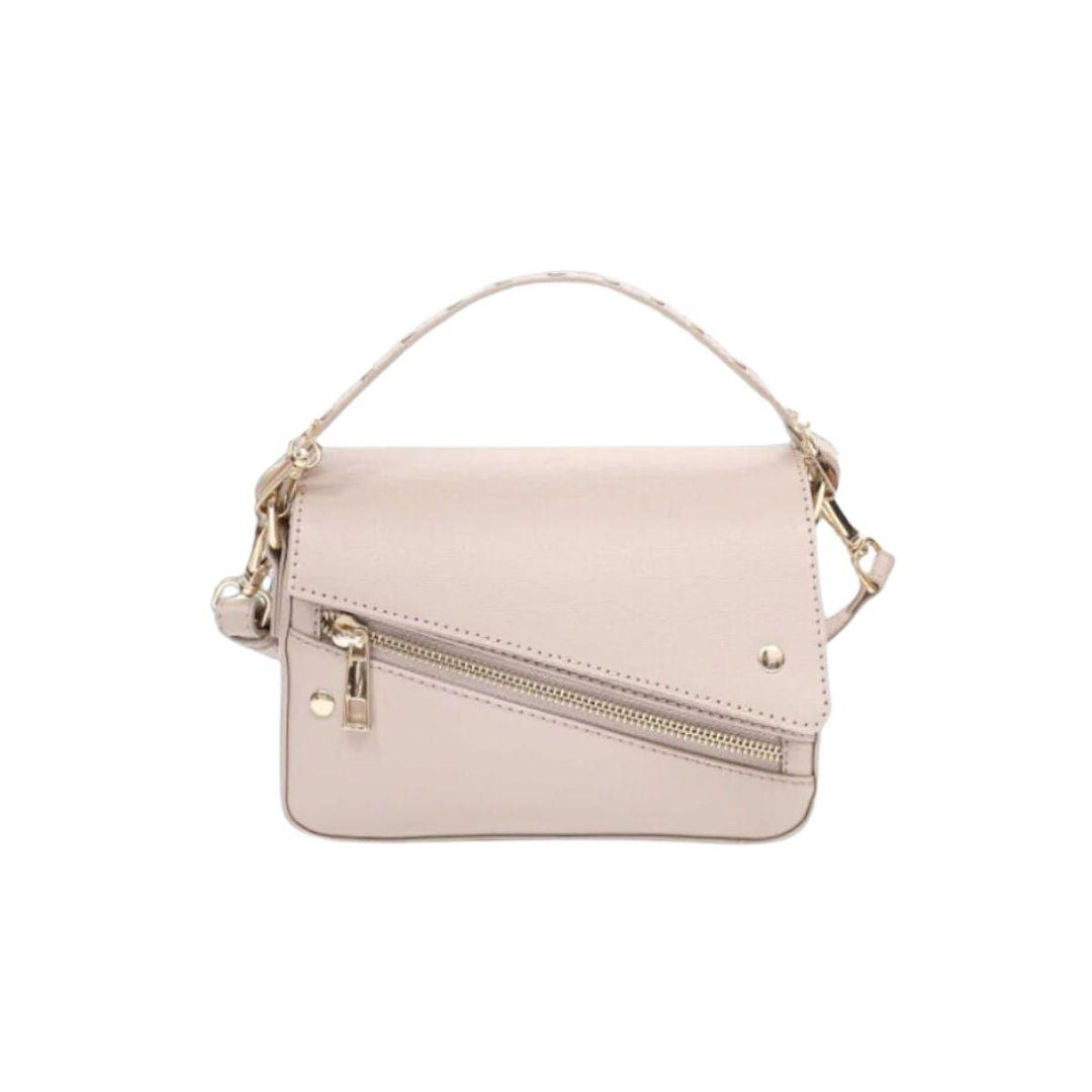 Voorkant Nunoo Small Honey cut florence leren schoudertas #kleur_beige-gold